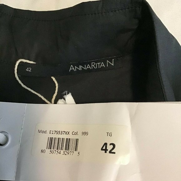 ANNARITA N Women's Black Classic Long Sleeve Button Up Casual Shirt Size 6 - Picture 8 of 11